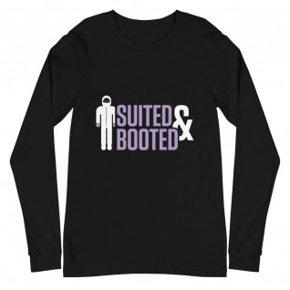 Suited and Booted Purple and White Print Unisex Long Sleeve Tee