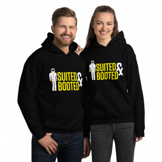 Suited and Booted Yellow and White Print Unisex Hoodie