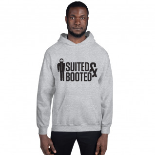 Suited and Booted Black Print Unisex Hoodie