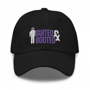 Suited and Booted Purple and White Embroidered Cap