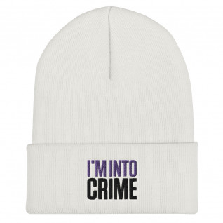 I'm Into Crime Purple and Black Embroidered Cuffed Beanie