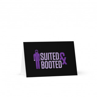 Suited and Booted Purple Greetings Card